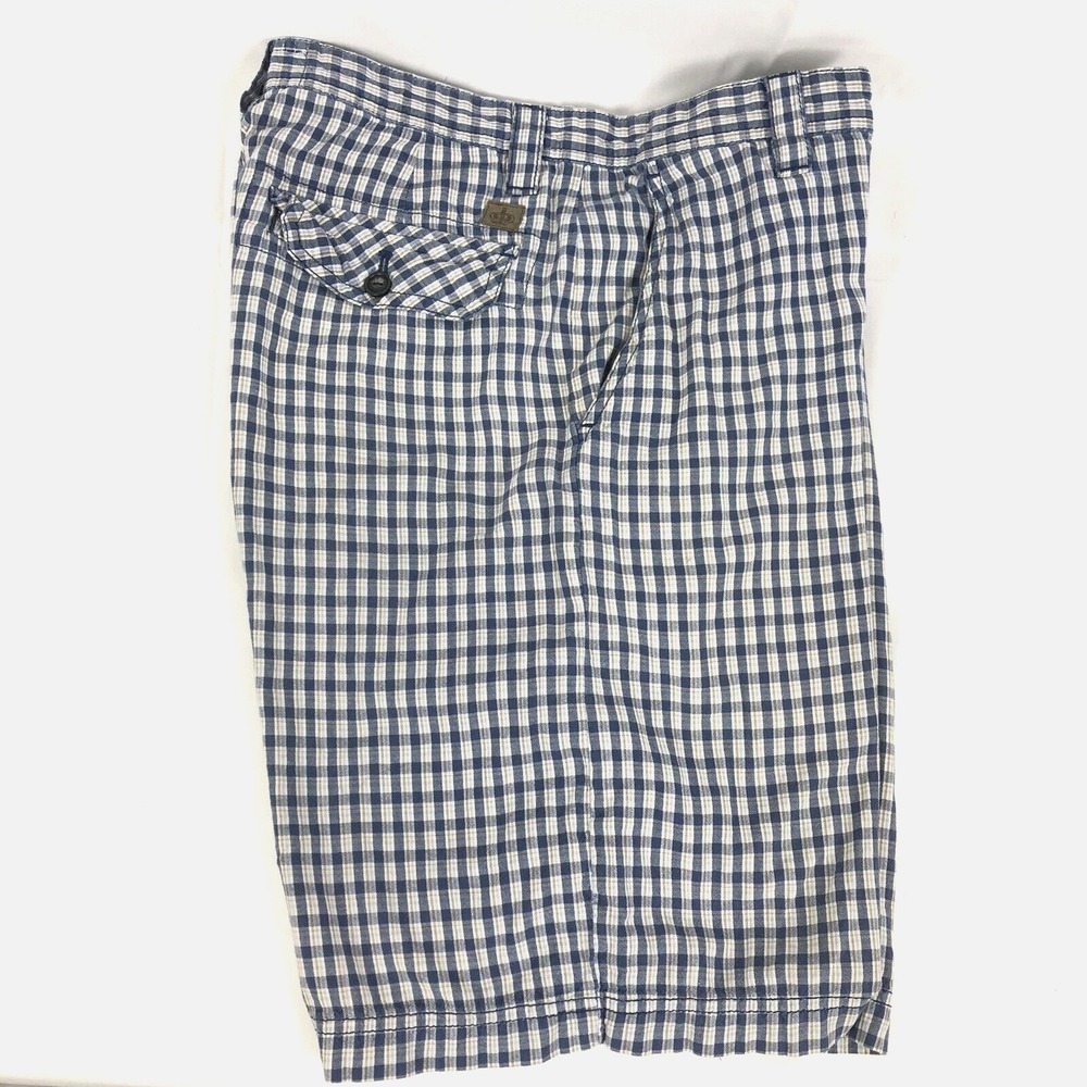 Cluett Peabody Shorts Mens 32 ‎ Blue Plaid Chino Cotton comfort preppy